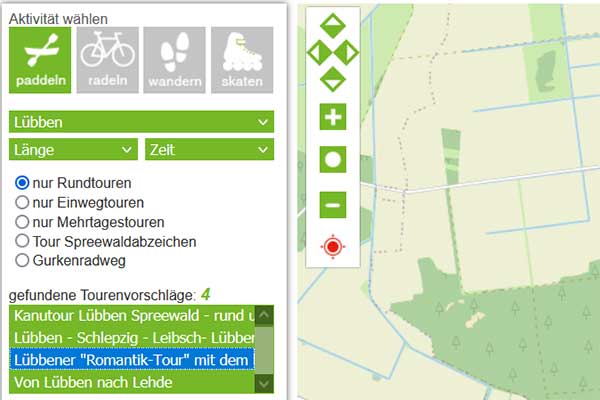 spreekapitän.de: Auswahl der Tour