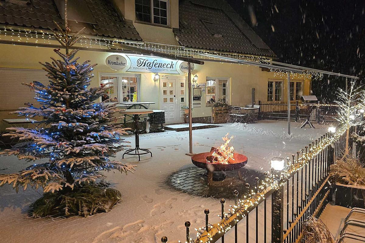 Pension und Gasthaus Hafeneck - winter-terrasse-pension-hafeneck